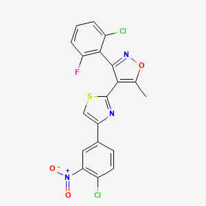 molecular formula C19H10Cl2FN3O3S B3041393 3-(2-Chloro-6-fluorophenyl)-4-[4-(4-chloro-3-nitrophenyl)-1,3-thiazol-2-yl]-5-methylisoxazole CAS No. 287176-95-8