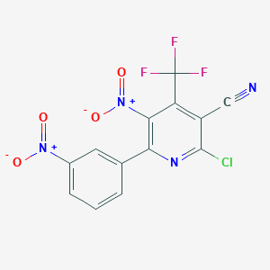 molecular formula C13H4ClF3N4O4 B3041394 2-Chloro-5-nitro-6-(3-nitrophenyl)-4-(trifluoromethyl)nicotinonitrile CAS No. 287177-00-8