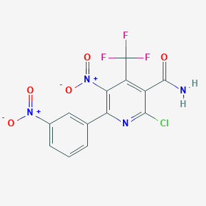 molecular formula C13H6ClF3N4O5 B3041395 2-Chloro-5-nitro-6-(3-nitrophenyl)-4-(trifluoromethyl)nicotinamide CAS No. 287177-01-9