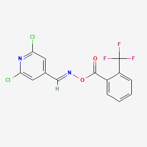 molecular formula C14H7Cl2F3N2O2 B3041402 2,6-Dichloro-4-[({[2-(trifluoromethyl)benzoyl]oxy}imino)methyl]pyridine CAS No. 287917-94-6