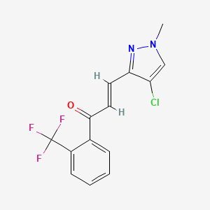 molecular formula C14H10ClF3N2O B3041404 3-(4-chloro-1-methyl-1H-pyrazol-3-yl)-1-[2-(trifluoromethyl)phenyl]prop-2-en-1-one CAS No. 287922-57-0