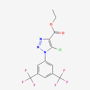molecular formula C13H8ClF6N3O2 B3041407 ethyl 5-chloro-1-[3,5-di(trifluoromethyl)phenyl]-1H-1,2,3-triazole-4-carboxylate CAS No. 287923-49-3