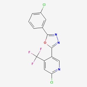 molecular formula C14H6Cl2F3N3O B3041414 2-(3-Chlorophenyl)-5-[6-chloro-4-(trifluoromethyl)-3-pyridyl]-1,3,4-oxadiazole CAS No. 287979-18-4