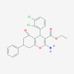 molecular formula C24H21Cl2NO4 B304143 ethyl 2-amino-4-(2,3-dichlorophenyl)-5-oxo-7-phenyl-5,6,7,8-tetrahydro-4H-chromene-3-carboxylate 