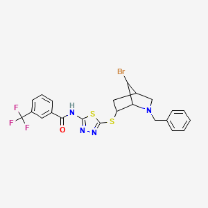 molecular formula C23H20BrF3N4OS2 B3041447 N-{5-[(2-benzyl-7-bromo-2-azabicyclo[2.2.1]hept-6-yl)thio]-1,3,4-thiadiazol-2-yl}-3-(trifluoromethyl)benzamide CAS No. 295787-38-1