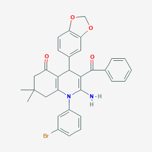 molecular formula C31H27BrN2O4 B304145 2-amino-4-(1,3-benzodioxol-5-yl)-3-benzoyl-1-(3-bromophenyl)-7,7-dimethyl-6,8-dihydro-4H-quinolin-5-one 