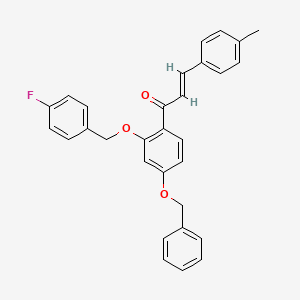 molecular formula C30H25FO3 B3041453 1-{4-(Benzyloxy)-2-[(4-fluorobenzyl)oxy]phenyl}-3-(4-methylphenyl)prop-2-en-1-one CAS No. 298186-64-8