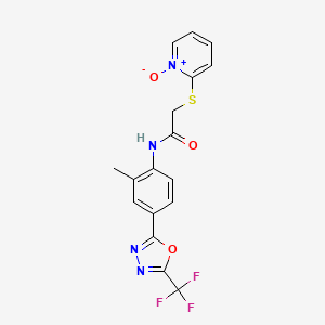 molecular formula C17H13F3N4O3S B3041458 2-[(2-{2-Methyl-4-[5-(trifluoromethyl)-1,3,4-oxadiazol-2-yl]anilino}-2-oxoethyl)thio]pyridinium-1-olate CAS No. 299207-98-0