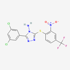molecular formula C15H8Cl2F3N5O2S B3041465 3-(3,5-dichlorophenyl)-5-{[2-nitro-4-(trifluoromethyl)phenyl]thio}-4H-1,2,4-triazol-4-amine CAS No. 300541-57-5