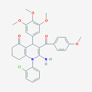 molecular formula C32H31ClN2O6 B304147 2-amino-1-(2-chlorophenyl)-3-(4-methoxybenzoyl)-4-(3,4,5-trimethoxyphenyl)-4,6,7,8-tetrahydroquinolin-5-one 