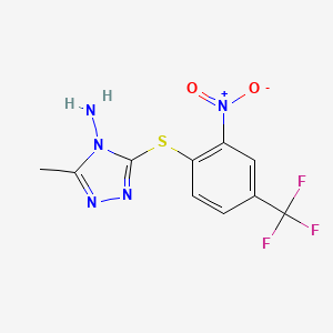 molecular formula C10H8F3N5O2S B3041470 3-methyl-5-{[2-nitro-4-(trifluoromethyl)phenyl]sulphanyl}-4H-1,2,4-triazol-4-amine CAS No. 300664-71-5