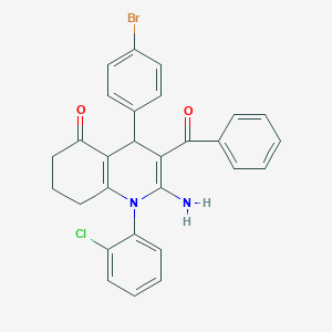 molecular formula C28H22BrClN2O2 B304149 2-amino-3-benzoyl-4-(4-bromophenyl)-1-(2-chlorophenyl)-4,6,7,8-tetrahydroquinolin-5-one 