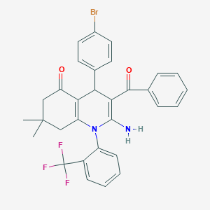 molecular formula C31H26BrF3N2O2 B304158 2-amino-3-benzoyl-4-(4-bromophenyl)-7,7-dimethyl-1-[2-(trifluoromethyl)phenyl]-6,8-dihydro-4H-quinolin-5-one 