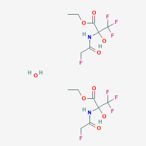 molecular formula C14H20F8N2O9 B3041586 Ethyl 3,3,3-trifluoro-2-[(2-fluoroacetyl)amino]-2-hydroxypropanoate hemihydrate CAS No. 328391-87-3
