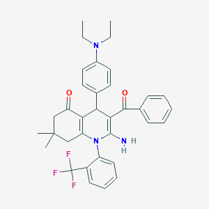 molecular formula C35H36F3N3O2 B304161 2-amino-3-benzoyl-4-[4-(diethylamino)phenyl]-7,7-dimethyl-1-[2-(trifluoromethyl)phenyl]-6,8-dihydro-4H-quinolin-5-one 
