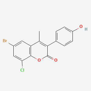 molecular formula C16H10BrClO3 B3041616 6-Bromo-8-chloro-3-(4-hydroxyphenyl)-4-methylchromen-2-one CAS No. 331821-13-7
