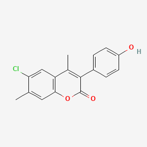 6-Chloro-3-(4-hydroxyphenyl)-4,7-dimethylchromen-2-one
