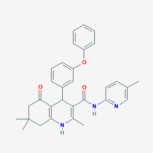 molecular formula C31H31N3O3 B304165 2,7,7-trimethyl-N-(5-methyl-2-pyridinyl)-5-oxo-4-(3-phenoxyphenyl)-1,4,5,6,7,8-hexahydro-3-quinolinecarboxamide 