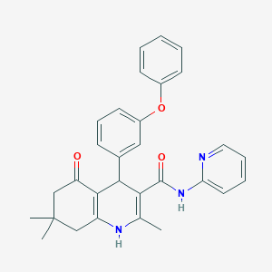 molecular formula C30H29N3O3 B304166 2,7,7-trimethyl-5-oxo-4-(3-phenoxyphenyl)-N-(2-pyridinyl)-1,4,5,6,7,8-hexahydro-3-quinolinecarboxamide 