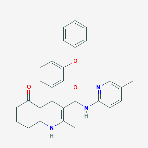 molecular formula C29H27N3O3 B304167 2-methyl-N-(5-methyl-2-pyridinyl)-5-oxo-4-(3-phenoxyphenyl)-1,4,5,6,7,8-hexahydro-3-quinolinecarboxamide 
