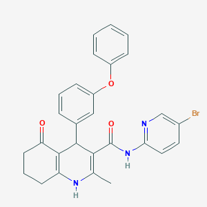 molecular formula C28H24BrN3O3 B304168 N-(5-bromo-2-pyridinyl)-2-methyl-5-oxo-4-(3-phenoxyphenyl)-1,4,5,6,7,8-hexahydro-3-quinolinecarboxamide 