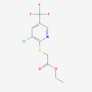 molecular formula C10H9ClF3NO2S B3041680 Ethyl 2-{[3-chloro-5-(trifluoromethyl)pyridin-2-yl]sulfanyl}acetate CAS No. 338422-70-1