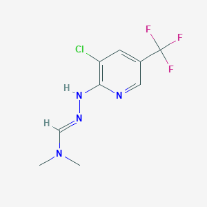 molecular formula C9H10ClF3N4 B3041689 (E)-N'-{[3-氯-5-(三氟甲基)吡啶-2-基]氨基}-N,N-二甲基甲亚胺甲酰胺 CAS No. 339029-44-6