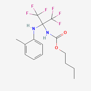 molecular formula C15H18F6N2O2 B3041694 butyl N-[2,2,2-trifluoro-1-(2-toluidino)-1-(trifluoromethyl)ethyl]carbamate CAS No. 340030-49-1
