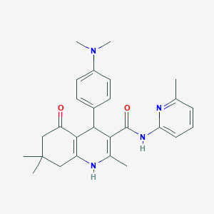 molecular formula C27H32N4O2 B304171 4-[4-(dimethylamino)phenyl]-2,7,7-trimethyl-N-(6-methyl-2-pyridinyl)-5-oxo-1,4,5,6,7,8-hexahydro-3-quinolinecarboxamide 