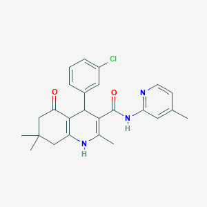 molecular formula C25H26ClN3O2 B304172 4-(3-chlorophenyl)-2,7,7-trimethyl-N-(4-methylpyridin-2-yl)-5-oxo-1,4,5,6,7,8-hexahydroquinoline-3-carboxamide 