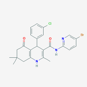 molecular formula C24H23BrClN3O2 B304173 N-(5-bromo-2-pyridinyl)-4-(3-chlorophenyl)-2,7,7-trimethyl-5-oxo-1,4,5,6,7,8-hexahydro-3-quinolinecarboxamide 