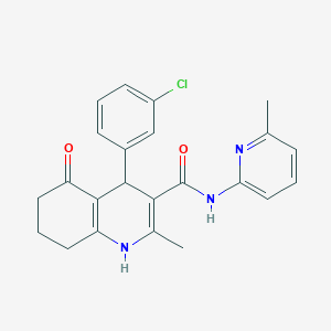 molecular formula C23H22ClN3O2 B304175 4-(3-chlorophenyl)-2-methyl-N-(6-methylpyridin-2-yl)-5-oxo-1,4,5,6,7,8-hexahydroquinoline-3-carboxamide 
