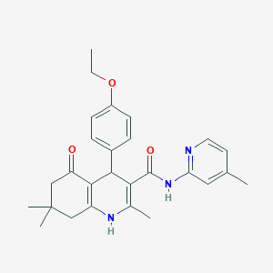 molecular formula C27H31N3O3 B304176 4-(4-ethoxyphenyl)-2,7,7-trimethyl-N-(4-methyl-2-pyridinyl)-5-oxo-1,4,5,6,7,8-hexahydro-3-quinolinecarboxamide 