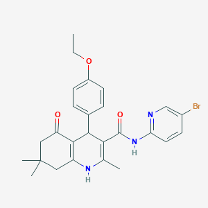 molecular formula C26H28BrN3O3 B304177 N-(5-bromo-2-pyridinyl)-4-(4-ethoxyphenyl)-2,7,7-trimethyl-5-oxo-1,4,5,6,7,8-hexahydro-3-quinolinecarboxamide 