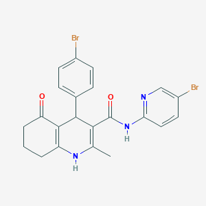 molecular formula C22H19Br2N3O2 B304183 4-(4-bromophenyl)-N-(5-bromo-2-pyridinyl)-2-methyl-5-oxo-1,4,5,6,7,8-hexahydro-3-quinolinecarboxamide 