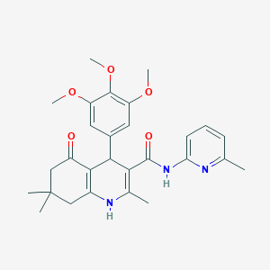 molecular formula C28H33N3O5 B304184 2,7,7-trimethyl-N-(6-methyl-2-pyridinyl)-5-oxo-4-(3,4,5-trimethoxyphenyl)-1,4,5,6,7,8-hexahydro-3-quinolinecarboxamide 