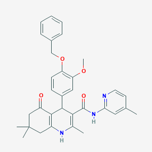 molecular formula C33H35N3O4 B304187 4-[4-(benzyloxy)-3-methoxyphenyl]-2,7,7-trimethyl-N-(4-methylpyridin-2-yl)-5-oxo-1,4,5,6,7,8-hexahydroquinoline-3-carboxamide 