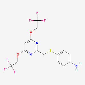 molecular formula C15H13F6N3O2S B3041875 4-[[4,6-Bis(2,2,2-trifluoroethoxy)pyrimidin-2-yl]methylsulfanyl]aniline CAS No. 400007-74-1