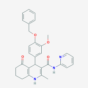 molecular formula C30H29N3O4 B304189 4-[4-(benzyloxy)-3-methoxyphenyl]-2-methyl-5-oxo-N-(2-pyridinyl)-1,4,5,6,7,8-hexahydro-3-quinolinecarboxamide 