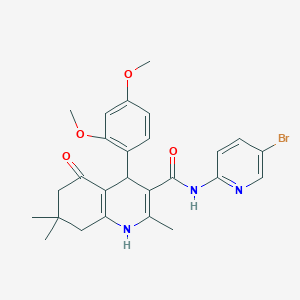molecular formula C26H28BrN3O4 B304192 N-(5-bromo-2-pyridinyl)-4-(2,4-dimethoxyphenyl)-2,7,7-trimethyl-5-oxo-1,4,5,6,7,8-hexahydro-3-quinolinecarboxamide 