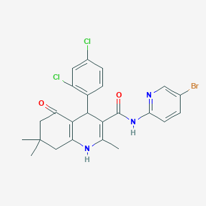 molecular formula C24H22BrCl2N3O2 B304199 N-(5-Bromo-2-pyridinyl)-4-(2,4-dichlorophenyl)-2,7,7-trimethyl-5-oxo-1,4,5,6,7,8-hexahydro-3-quinolinecarboxamide 