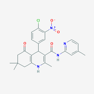 molecular formula C25H25ClN4O4 B304202 4-(4-chloro-3-nitrophenyl)-2,7,7-trimethyl-N-(4-methylpyridin-2-yl)-5-oxo-1,4,5,6,7,8-hexahydroquinoline-3-carboxamide 