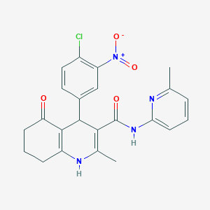 molecular formula C23H21ClN4O4 B304204 4-(4-chloro-3-nitrophenyl)-2-methyl-N-(6-methylpyridin-2-yl)-5-oxo-1,4,5,6,7,8-hexahydroquinoline-3-carboxamide 