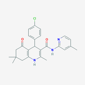 molecular formula C25H26ClN3O2 B304207 4-(4-chlorophenyl)-2,7,7-trimethyl-N-(4-methyl-2-pyridinyl)-5-oxo-1,4,5,6,7,8-hexahydro-3-quinolinecarboxamide 