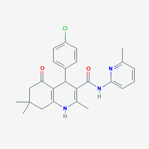 molecular formula C25H26ClN3O2 B304208 4-(4-chlorophenyl)-2,7,7-trimethyl-N-(6-methyl-2-pyridinyl)-5-oxo-1,4,5,6,7,8-hexahydro-3-quinolinecarboxamide 