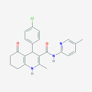 molecular formula C23H22ClN3O2 B304209 4-(4-chlorophenyl)-2-methyl-N-(5-methyl-2-pyridinyl)-5-oxo-1,4,5,6,7,8-hexahydro-3-quinolinecarboxamide 
