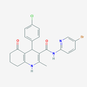molecular formula C22H19BrClN3O2 B304210 N-(5-bromo-2-pyridinyl)-4-(4-chlorophenyl)-2-methyl-5-oxo-1,4,5,6,7,8-hexahydro-3-quinolinecarboxamide 