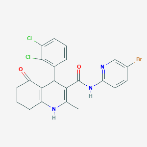 molecular formula C22H18BrCl2N3O2 B304214 N-(5-bromopyridin-2-yl)-4-(2,3-dichlorophenyl)-2-methyl-5-oxo-1,4,5,6,7,8-hexahydroquinoline-3-carboxamide 