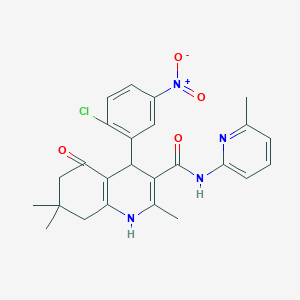 4-(2-Chloro-5-nitrophenyl)-2,7,7-trimethyl-N-(6-methylpyridin-2-yl)-5-oxo-1,4,5,6,7,8-hexahydroquinoline-3-carboxamide