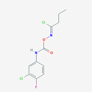 molecular formula C11H11Cl2FN2O2 B3042175 N-{[(3-chloro-4-fluoroanilino)carbonyl]oxy}butanimidoyl chloride CAS No. 524704-94-7